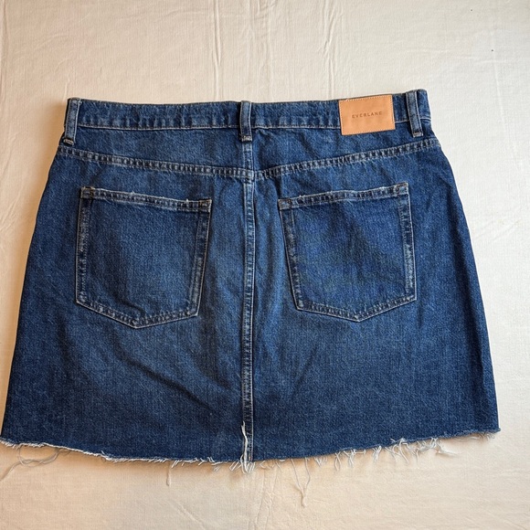 Everlane Women's Denim Reconstructed Distressed Blue Mini Skirt Size 33 - Picture 8 of 10